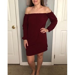 Burgundy/maroon off the shoulder dress